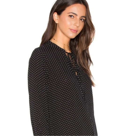 Rails Abby Rayon Button Up Blouse with Neck Tie Navy Floulard Print Small - Picture 12 of 16